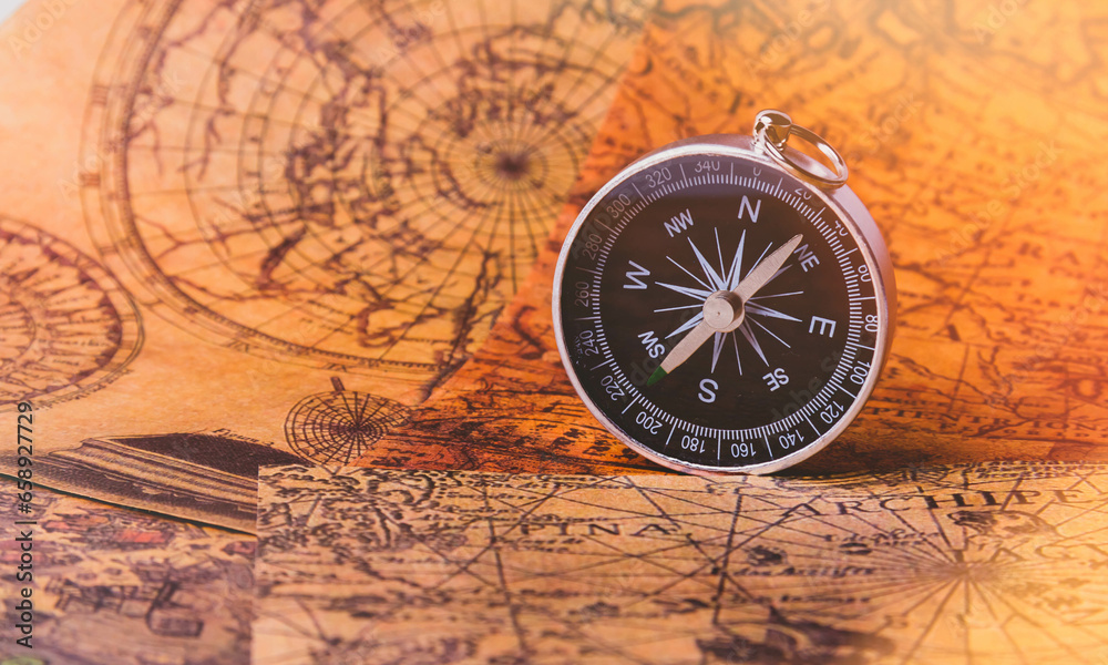 Looking for adventure. Compass and maps. Treasure map and path to the treasure. Looking for adventure. Compass and maps. Treasure map and path to the treasure.