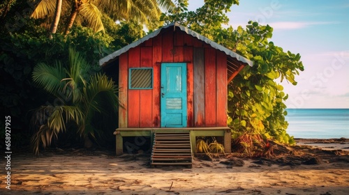 A cabin at a tropical beach