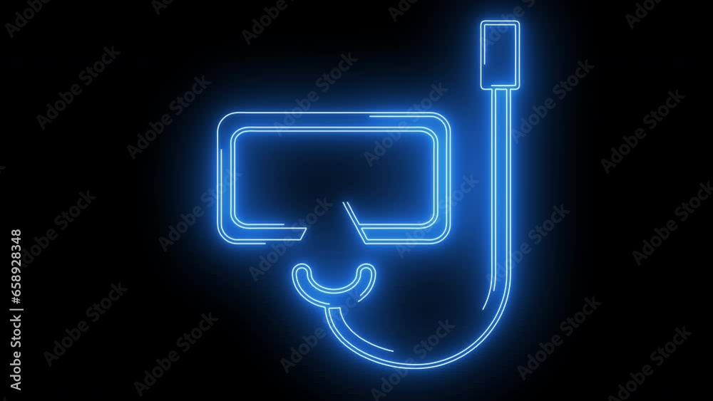 animated video of the shape of snorkeling glasses with a neon saber effect animated video of the shape of snorkeling glasses with a neon saber effect
