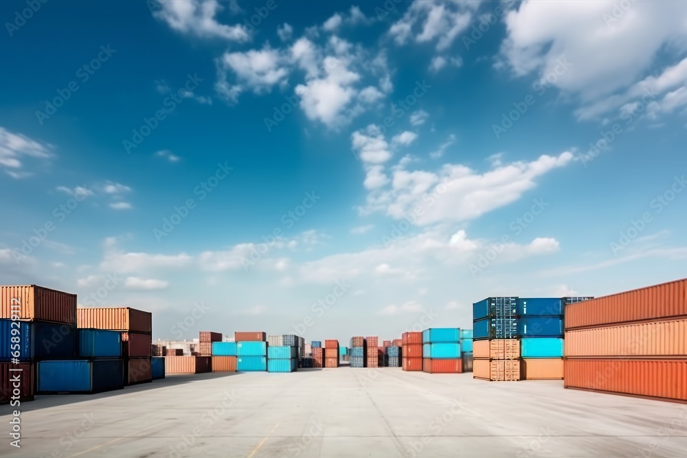 Container yard sky business. Import terminal. Generate Ai Container yard sky business. Import terminal. Generate Ai