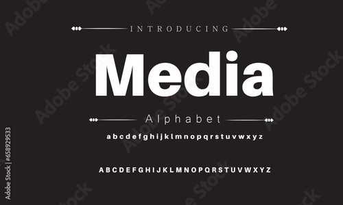 Media Modern Bold Font. Sans Serif Font. Regular Italic Uppercase Lowercase Typography urban style alphabet fonts for fashion, sport, technology, digital, movie, logo design, vector illustration