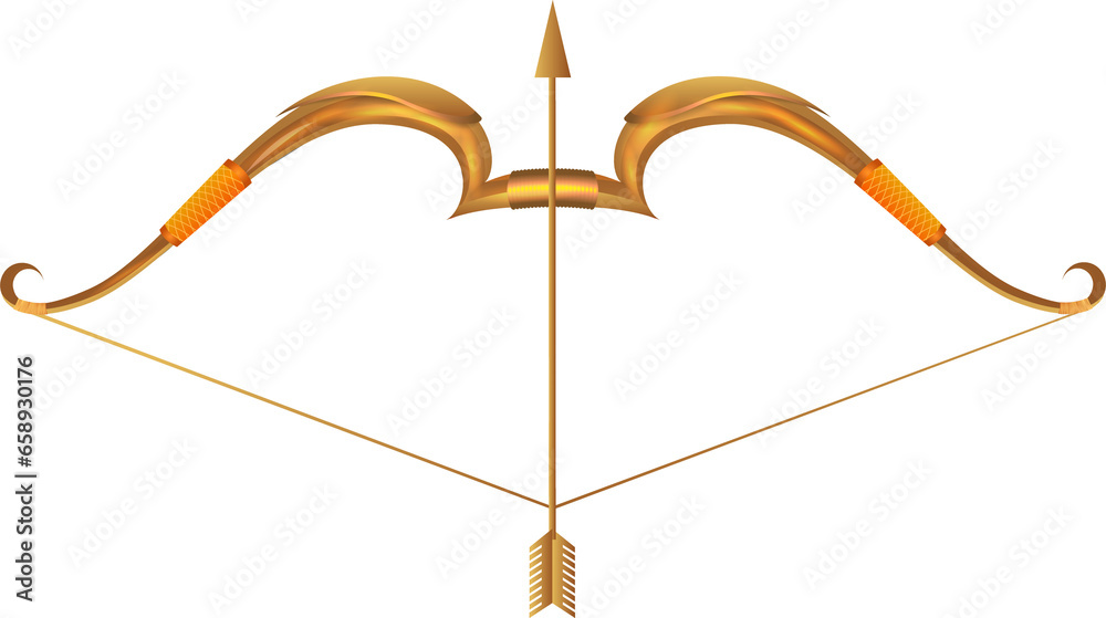 Bow and Arrow Golden Color Transparent for Dussehra Festival God Rama - obrazy, fototapety, plakaty 