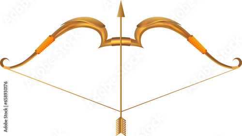 Bow and Arrow Golden Color Transparent for Dussehra Festival God Rama