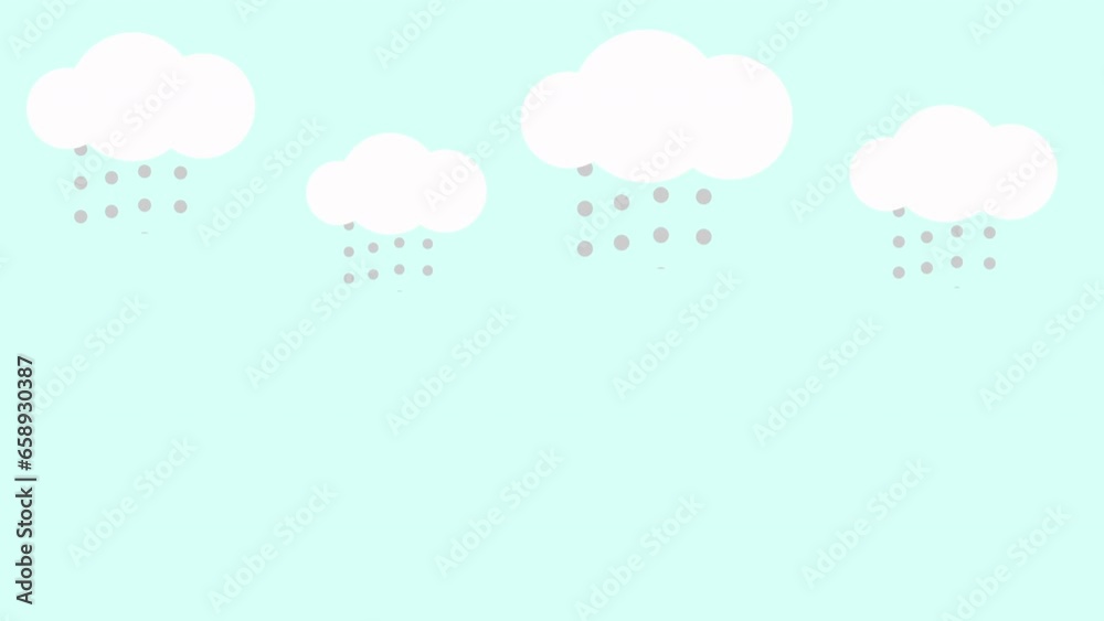 Motion Graphic Animation of Clouds and Rain on Pastel Blue Sky Motion Graphic Animation of Clouds and Rain on Pastel Blue Sky