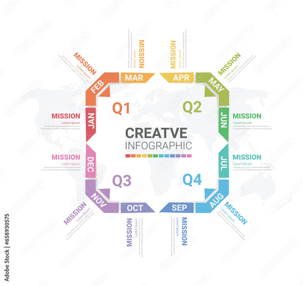 Timeline for business 4 quarter in 1 year, 12 months. Infographic template can be used for workflow, process diagram, flow chart. Timeline for business 4 quarter in 1 year, 12 months. Infographic template can be used for workflow, process diagram, flow chart.