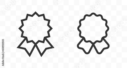 Certificated icon outline symbol, quality icon, certificate ribbon label. Best choice recommended award or premium product certified and warranty approved certificate stamp on transparent background.