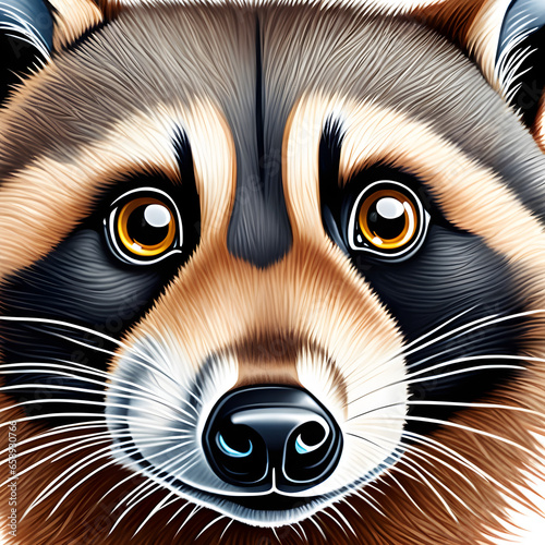 Colorful Raccoon  Drawn with Colored Pencils  Cuteness Captured. Generative AI 