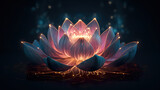 An exquisite depiction featuring a stunning lotus flower elegantly poised against a dark and dramatic background
