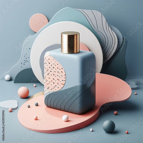 Product mockup background with abstract ceramic shapes. Modern product dais mockup with bright color ceramic background for perfume or cosmetic products