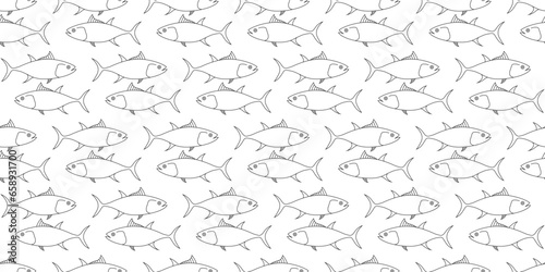 black white tuna fish seamless pattern