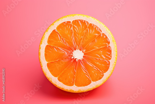 close up of a Orange Isolated on vivid background.