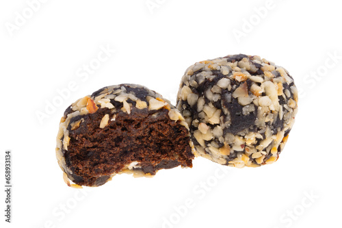 chocolate fruit balls isolated