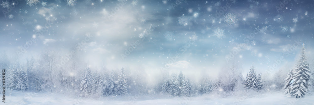 Snowy forest background, winter wonderland, snow covered trees, sky, tranquil scene Snowy forest background, winter wonderland, snow covered trees, sky, tranquil scene