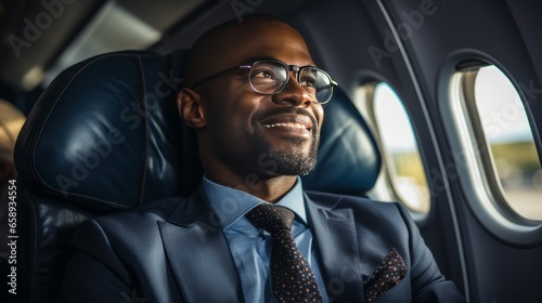 Black businessman traveling by private plane © jorgevt