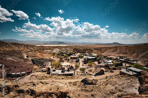 High Angle View of Calico Ghost Town in Mojave Desert, California photo