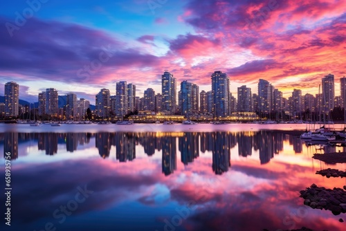 Vancouver cityscape  Vancouver  America  Beautiful view of downtown Vancouver skyline  British Columbia  Canada  AI Generated