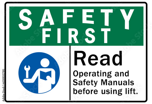 Read manual and instruction before operating warning sign and labels