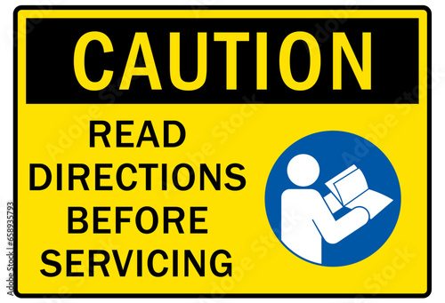 Read manual and instruction before operating warning sign and labels