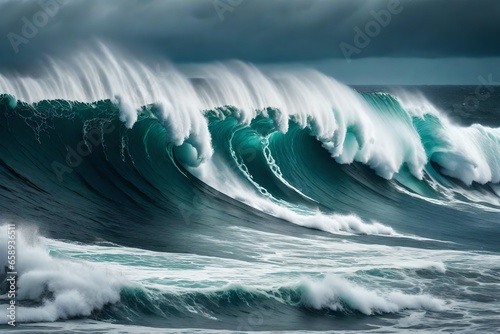 waves on the water in ocean generated by AI technology