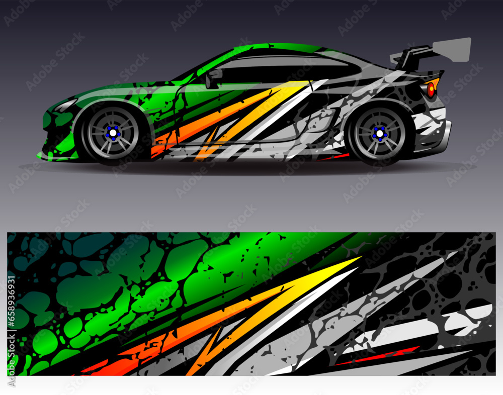Car wrap design vector.Graphic abstract stripe racing background designs for vehicle, rally, race, adventure and car racing livery Car wrap design vector.Graphic abstract stripe racing background designs for vehicle, rally, race, adventure and car racing livery