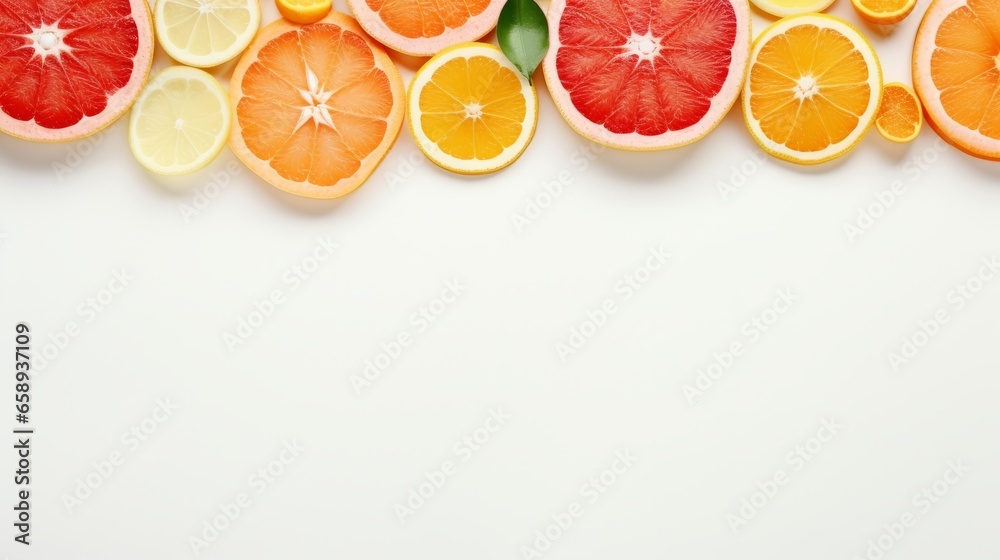 A citrus mosaic created by arranging sliced oranges and grapefruits artistically. A citrus mosaic created by arranging sliced oranges and grapefruits artistically.