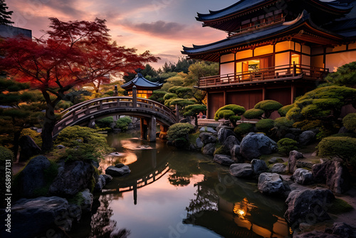 japanese garden at night © alphazero