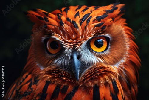 Portrait of the orange owl. AI generative art © Drpixel