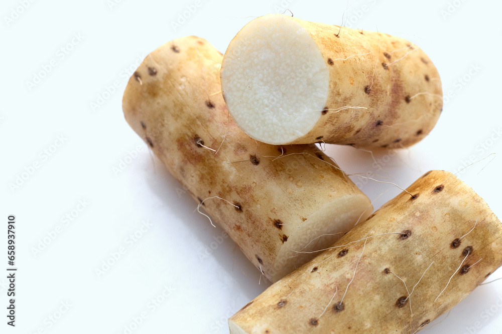 Fresh nagaimo on white background. Fresh nagaimo on white background.