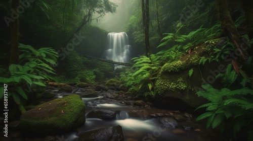 Silken Cascade Ethereal Beauty in Rainforest