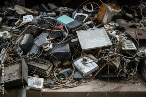 Old electronic waste. Device junk. Generate Ai
