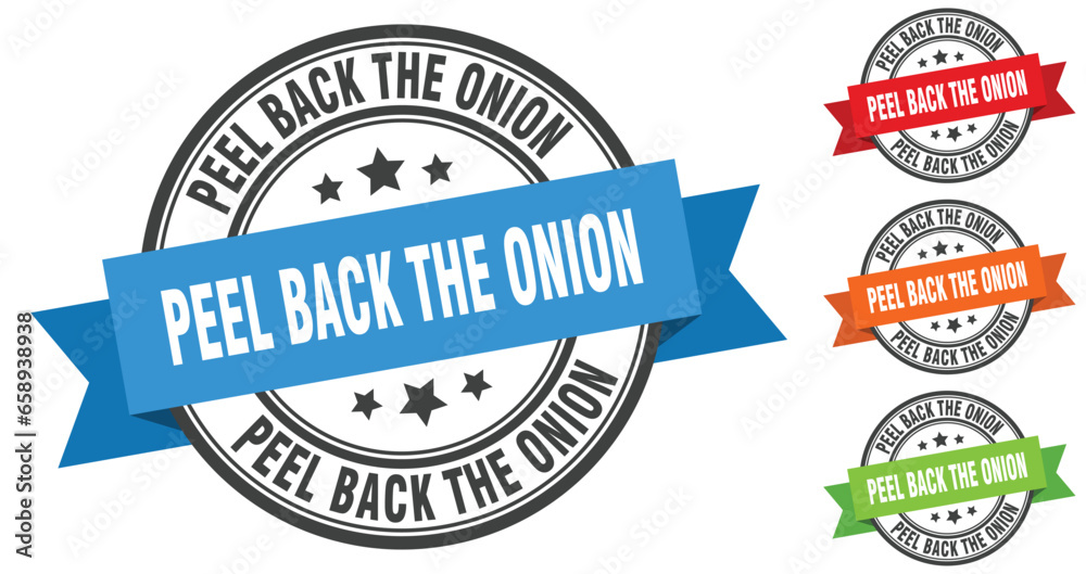Obraz premium peel back the onion stamp. round band sign set. label