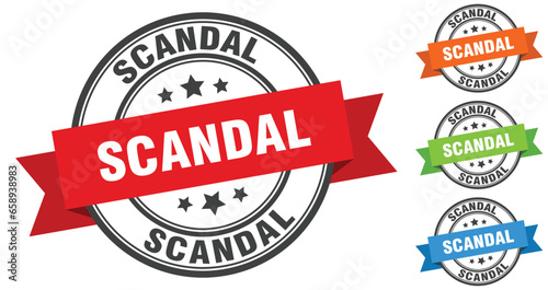 scandal stamp. round band sign set. label
