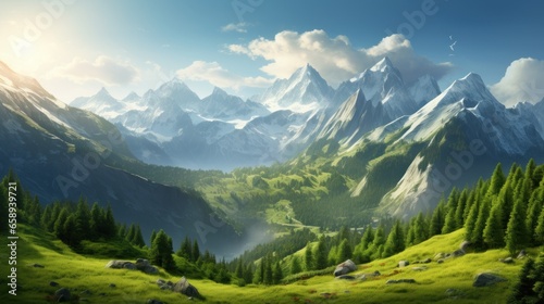 landscape in the mountains. Generative AI © ArtSpree