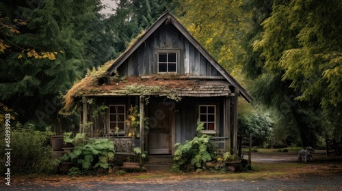 old house in the woods. Generative AI photo