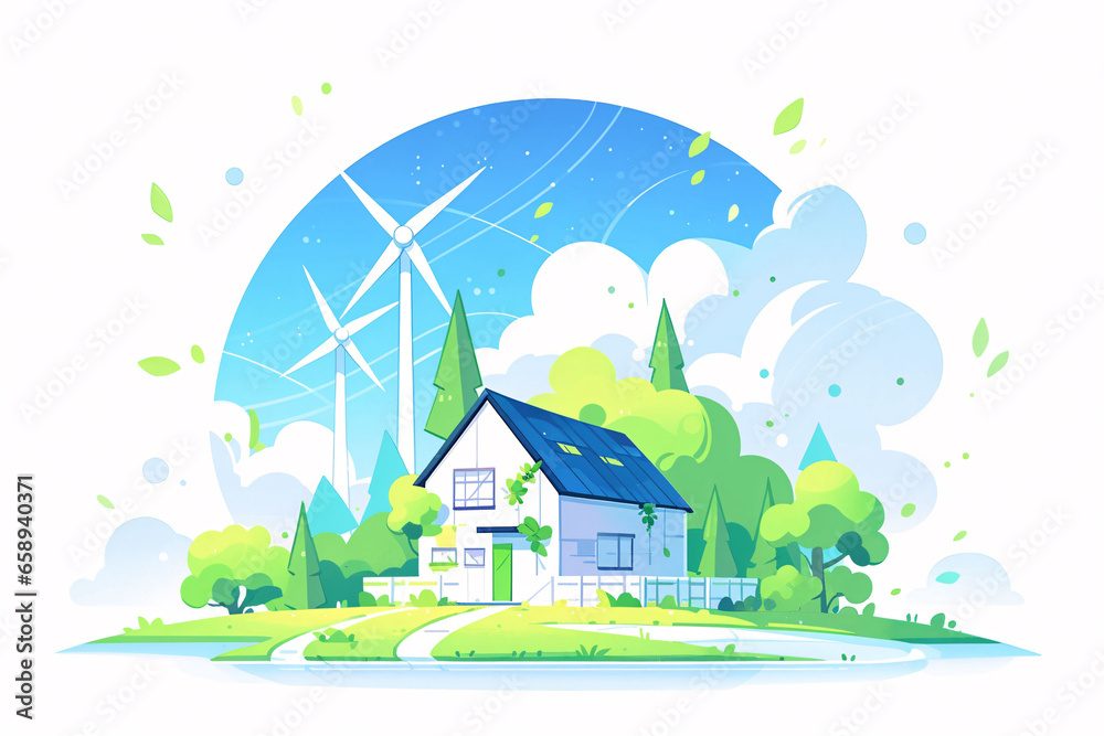 Earth Hour Environmental Protection EcosystemWind Power Energy Saving Environmental Protection Illustration Elements