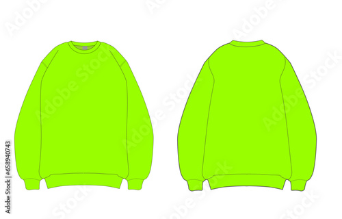 Long sleeve Sweatshirt technical fashion flat mock up sketch vector illustration template