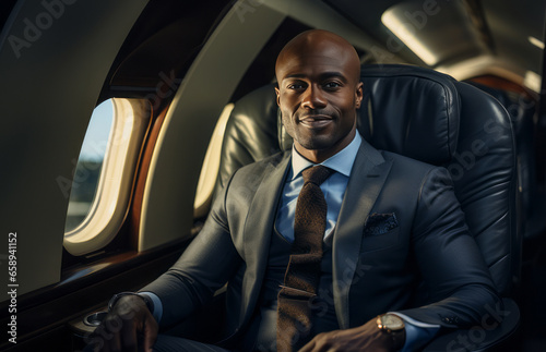 Black businessman traveling by private plane © jorgevt