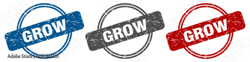 grow stamp. grow sign. grow label set