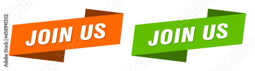 join us banner. join us ribbon label sign set
