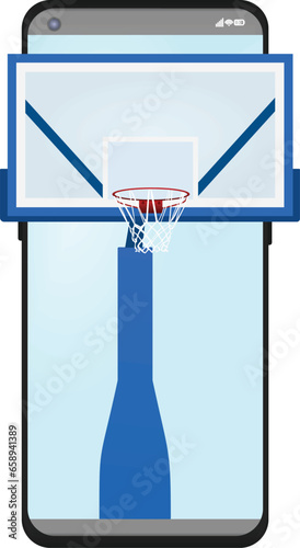 Basketball post on phone. Watch online basketball. vector illustration © marijaobradovic