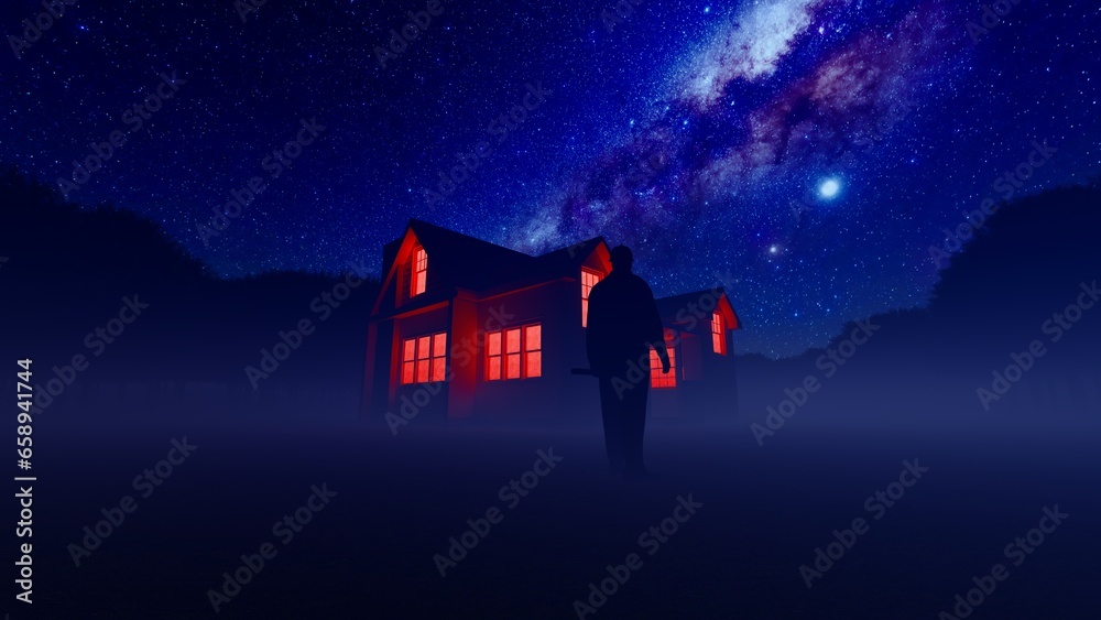 man and the red house