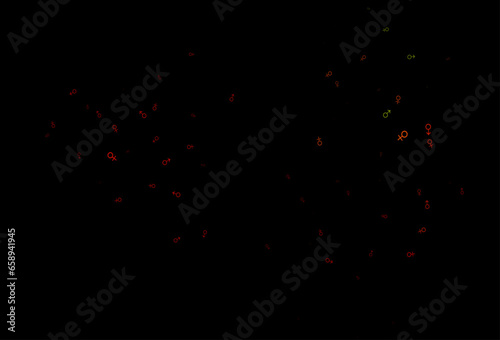 Dark green, red vector texture with male, female icons.