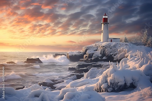 Lighthouse in winter