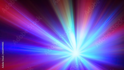 Abstract dark background with a bright colorful flash light with blue, purple and red colors