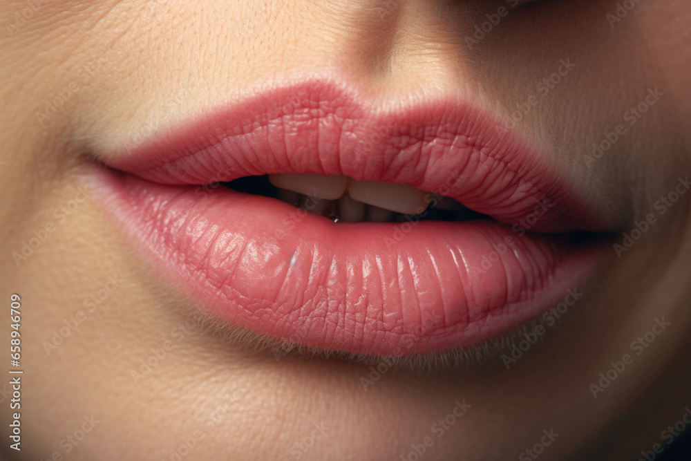 Closeup of aged female lips. Generative AI Closeup of aged female lips. Generative AI