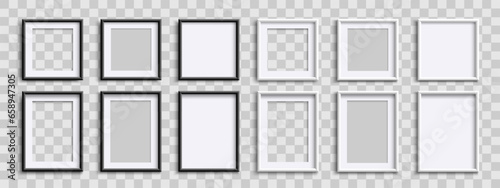 Realistic empty white picture frames