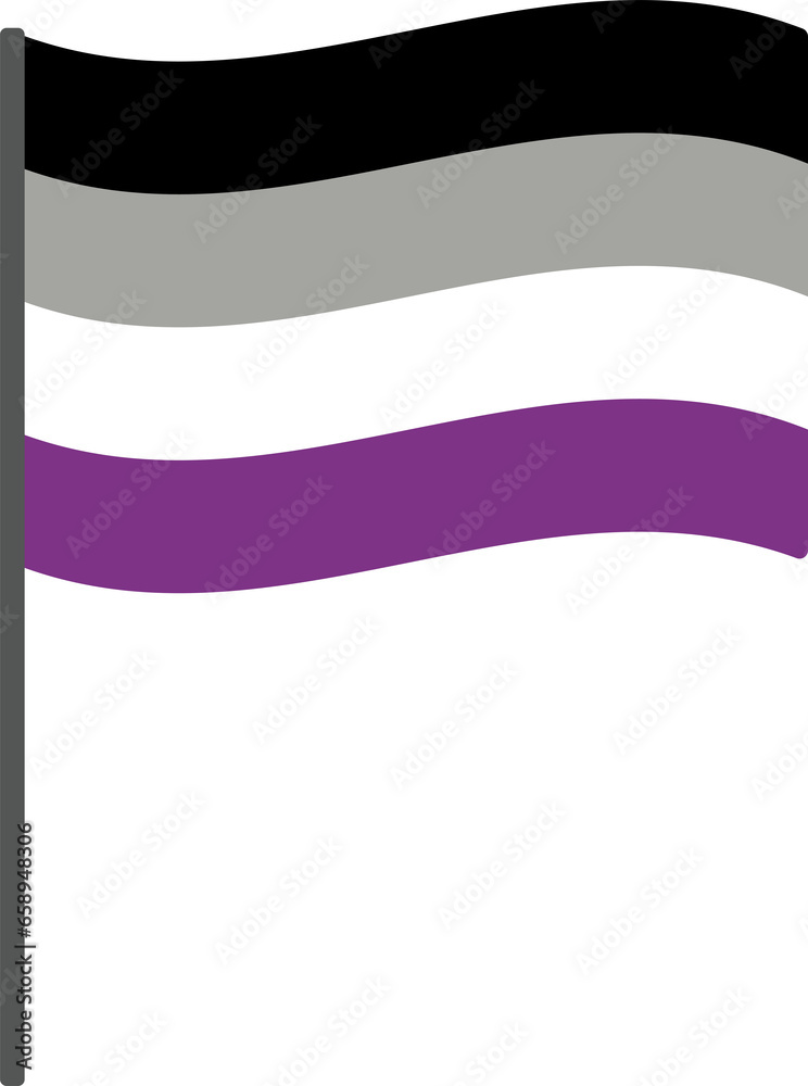 Obraz premium Black, gray, white and purple colored asexual flag. LGBTQI concept. Flat design illustration.