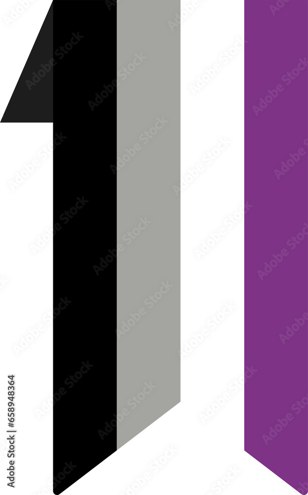 Black, gray, white and purple colored asexual flag. LGBTQI concept. Flat design illustration.
