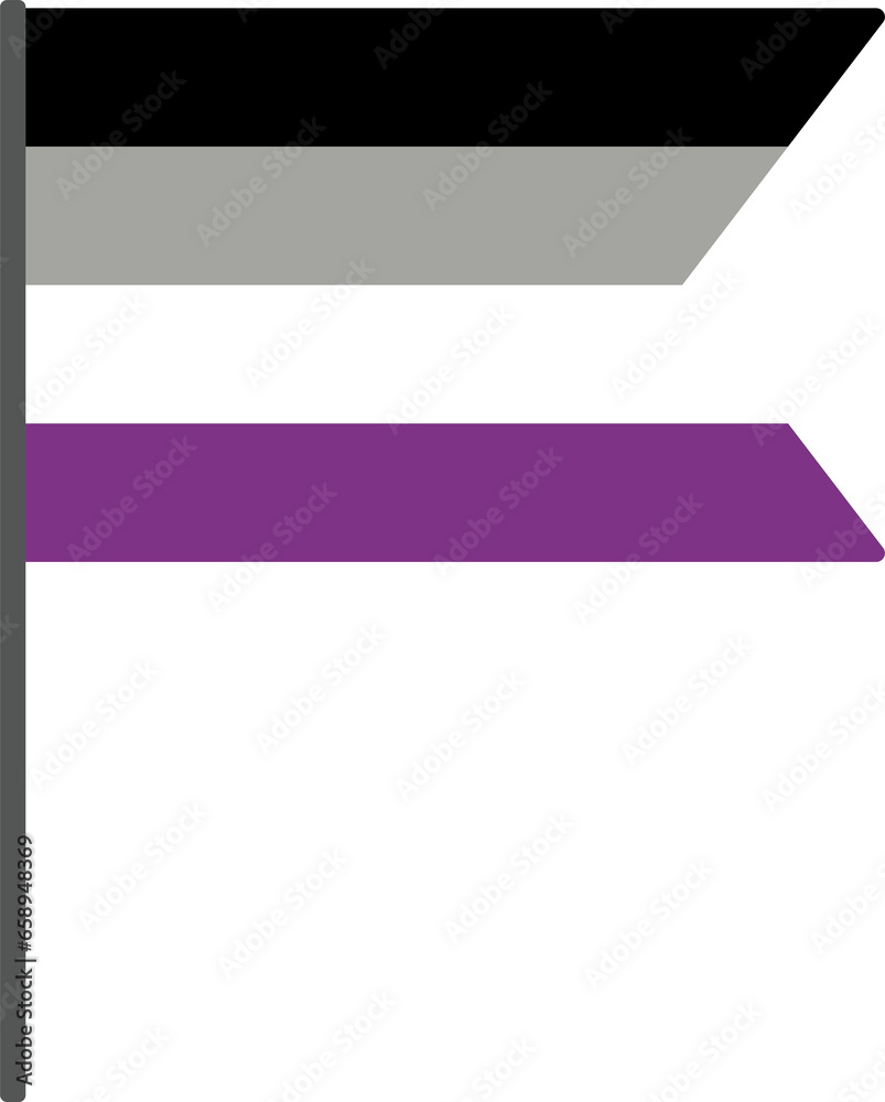 Black, gray, white and purple colored asexual flag. LGBTQI concept. Flat design illustration. Black, gray, white and purple colored asexual flag. LGBTQI concept. Flat design illustration.