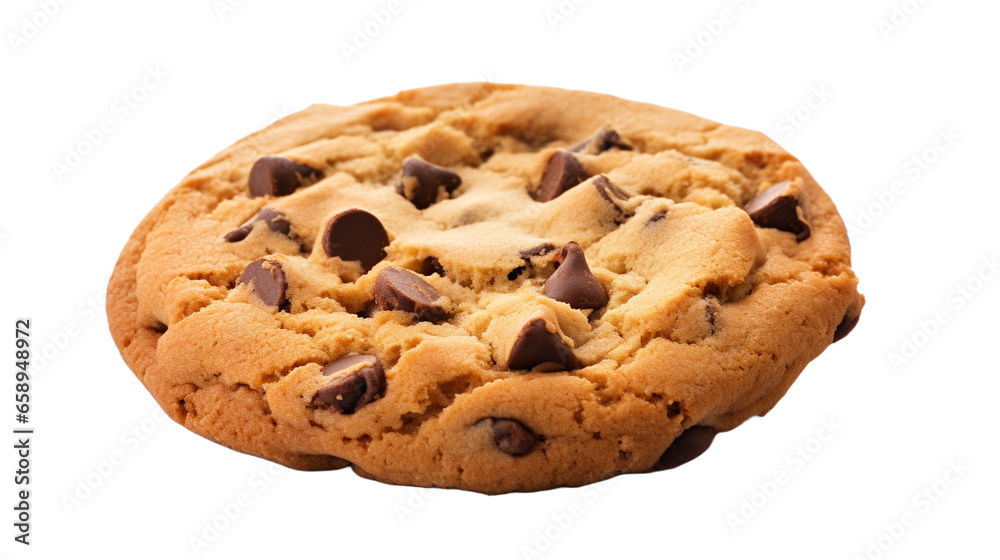 Choco chip cookie isolated on transparent background. 
